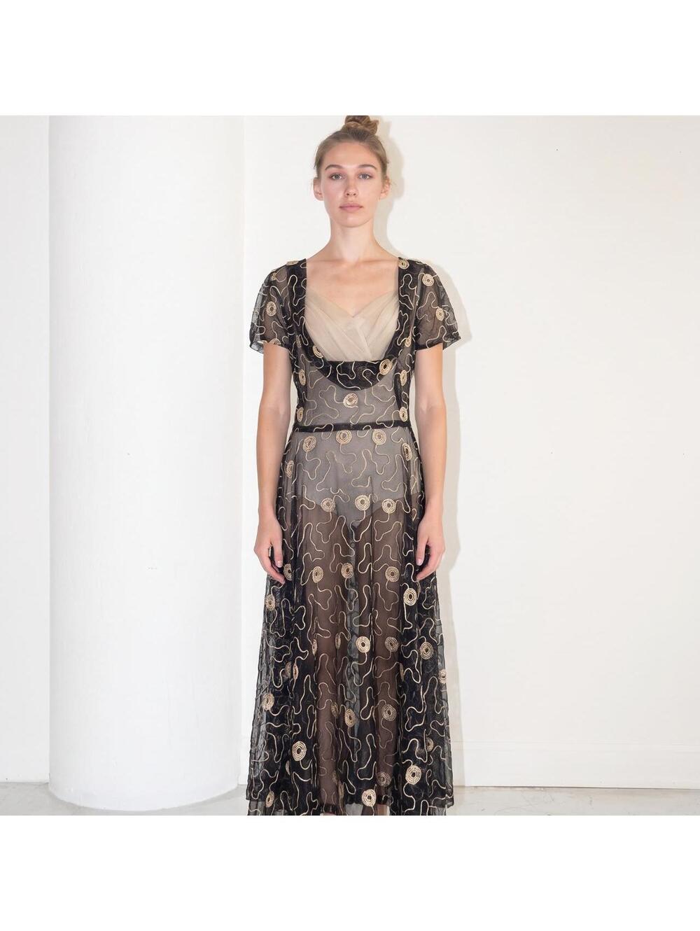 1930s sheer soutache on net dress